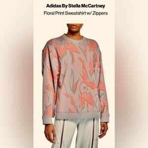 EUC Adidas by Stella McCartney floral print sweatshirt with zippers,size medium